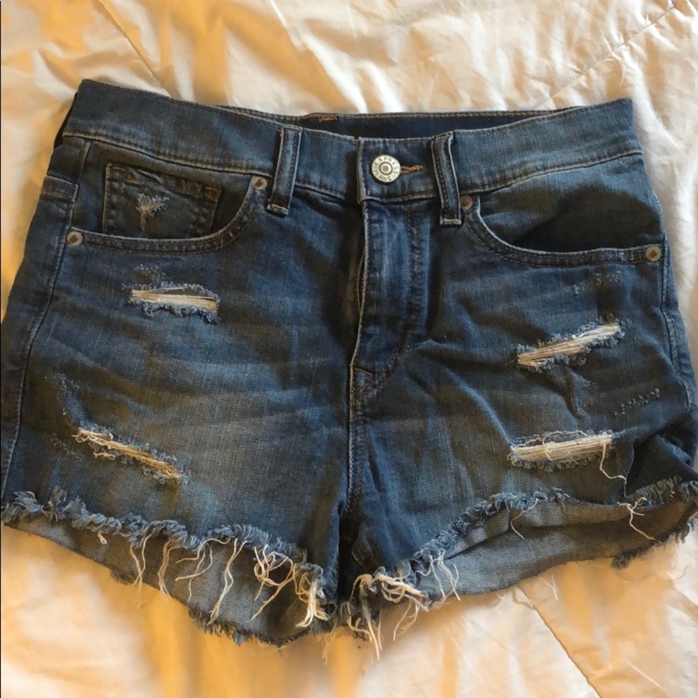 Express Mid Rise Distressed Denim Shorts